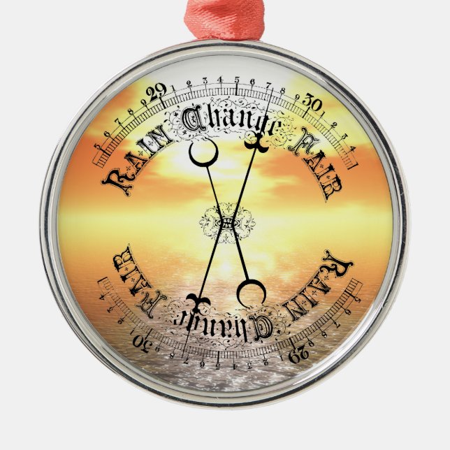 Fair Weather Barometer Sunset Christmas Ornament Aus Metall (Vorne)