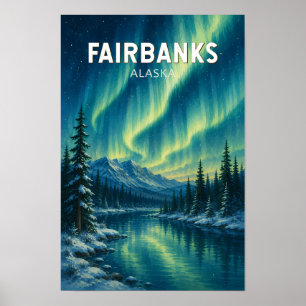 Fairbanks Alaska Illustration Reise Kunst Vintage Poster