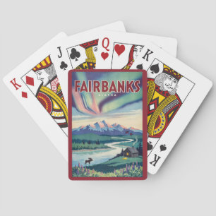 Fairbanks Alaska Nordlicht-Illustration Spielkarten