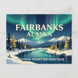 Fairbanks Alaska Northern Lights Reise Postkarte