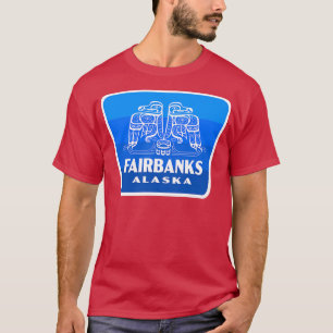 Fairbanks Alaska Retro Bird Abzeichen Blue T-Shirt