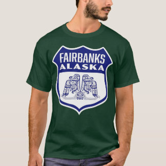 Fairbanks Alaska Retro Bird Shield Blue T-Shirt