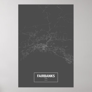 Fairbanks, Alaska (weiß auf schwarz) Poster
