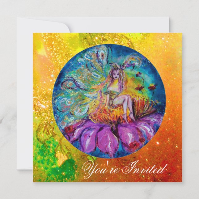 FAIRE IN DEN NACHT Pink-blau-gelben Glitzern Einladung (Vorderseite)