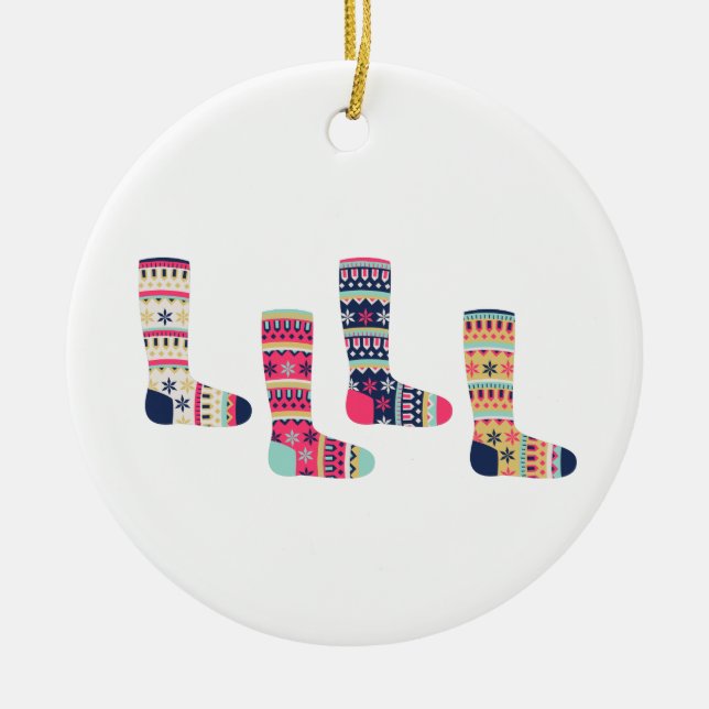 Faire Isle Socks Keramik Ornament (Vorne)