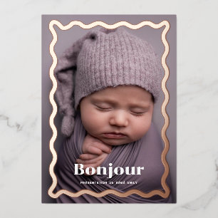 Faire part de naissance fantaisiste en or Rose Folieneinladung
