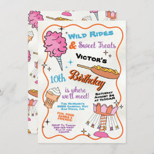 Fairer Karneval Vergnügungspark Circus Geburtstag Einladung