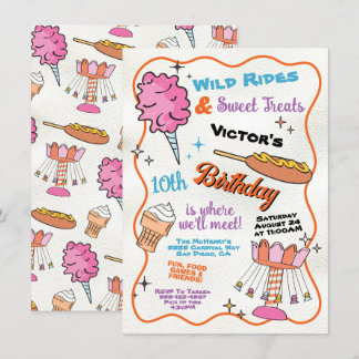 Fairer Karneval Vergnügungspark Circus Geburtstag Einladung