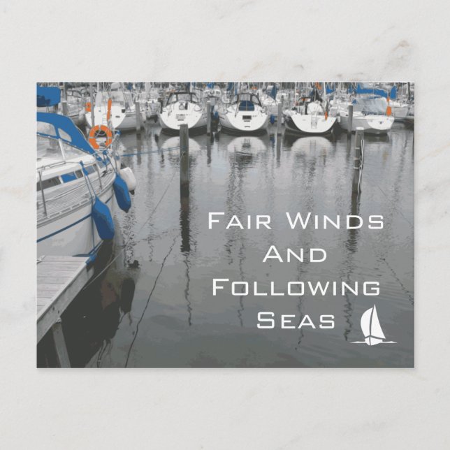 Fairer Wind und folgende Seebrache Viel Glück Postkarte (Vorderseite)