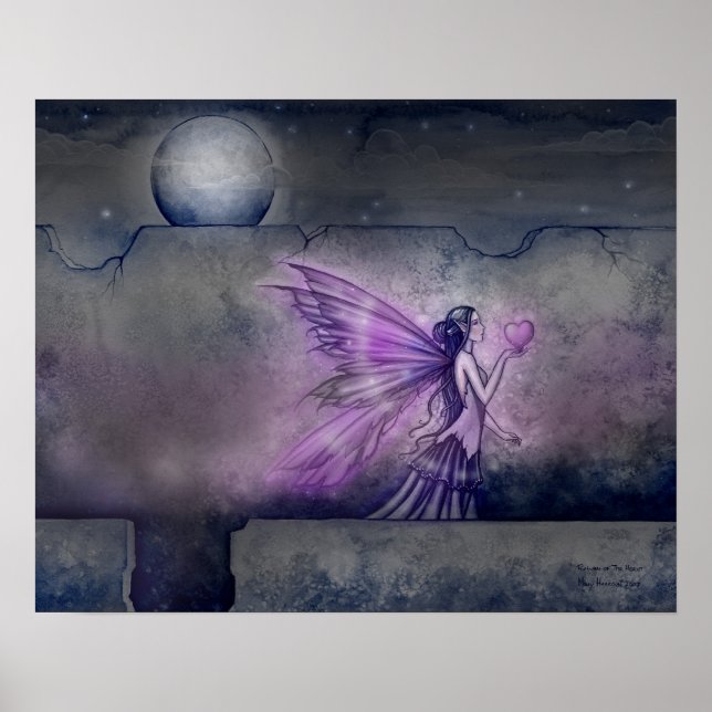 Faires und Lila Herz Fantasy Kunst, Dichtung und M Poster (Vorne)