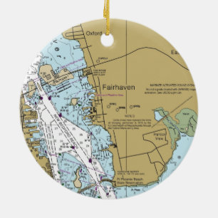 Fairhaven MA Nautical Chart Keramik Ornament
