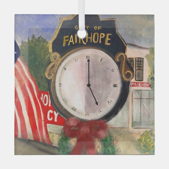 Fairhope-Uhrenschmuck Ornament Aus Glas (Vorderseite)