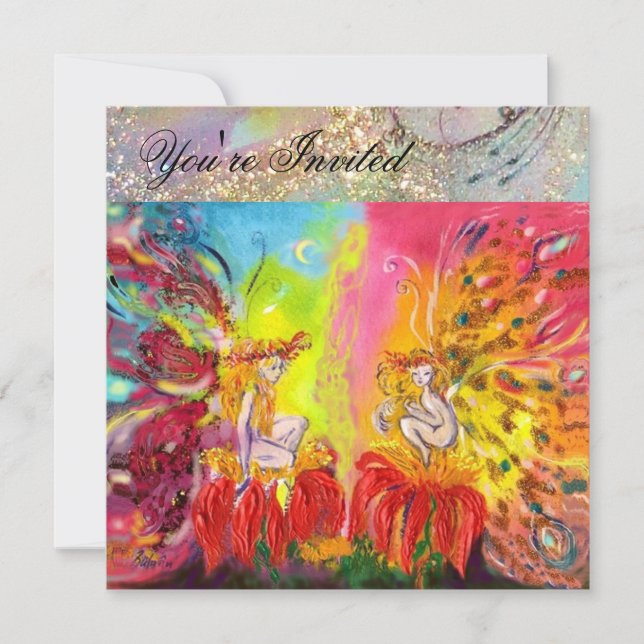 FAIRIEN DAWN, Zaubergoldene Glitzern Einladung (Vorderseite)