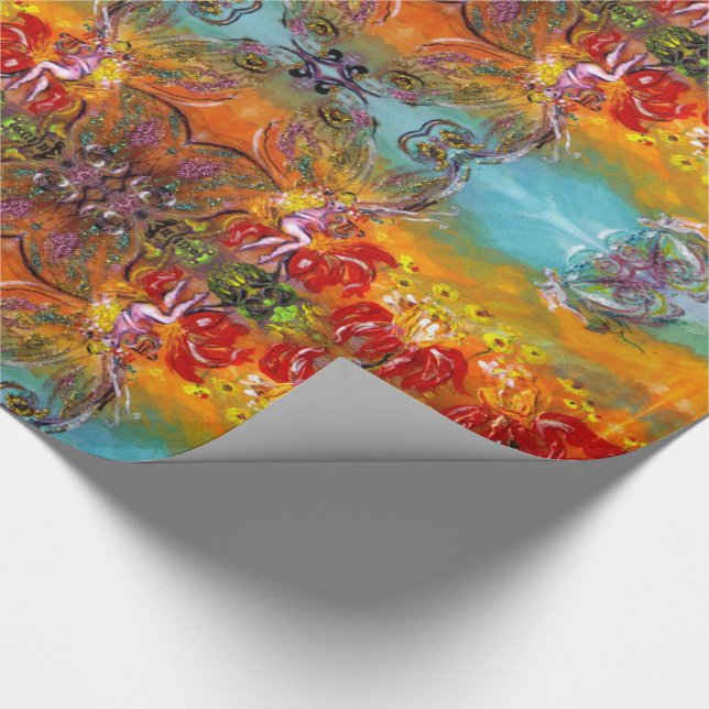 FAIRIEN DER ROTEN BLUME Blumenfantasie Weihnachten Geschenkpapier (Ecke)