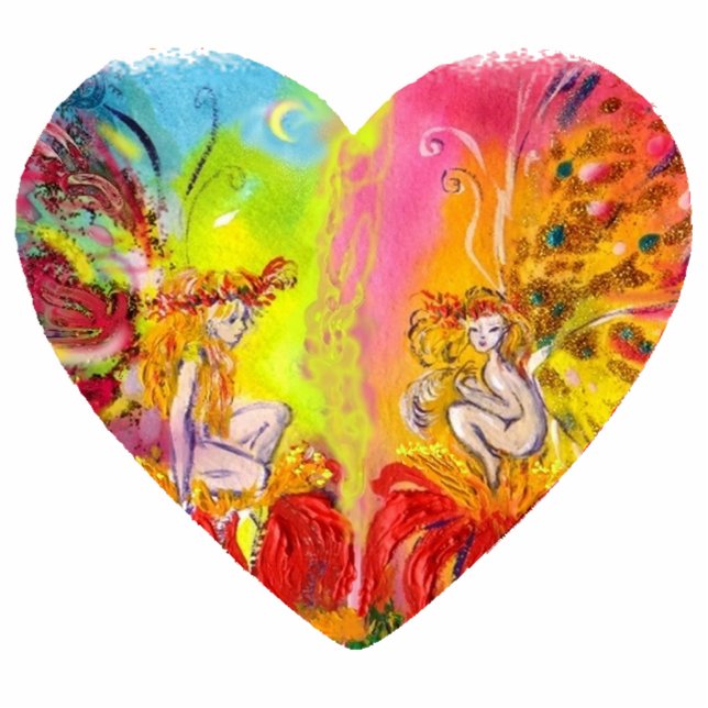 FAIRIEN VON DAWN, gelb, rosa, blau Freistehende Fotoskulptur (Vorne)