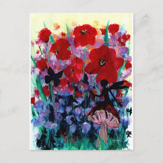 Fairies am Ende des Gartens Postkarte (Vorderseite)