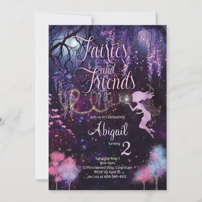 Fairies and Friends Birthday Invitation Einladung (Vorderseite)