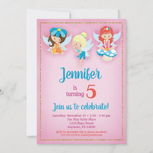 Fairies Birthday Invitation - Girls Fairy Party Einladung