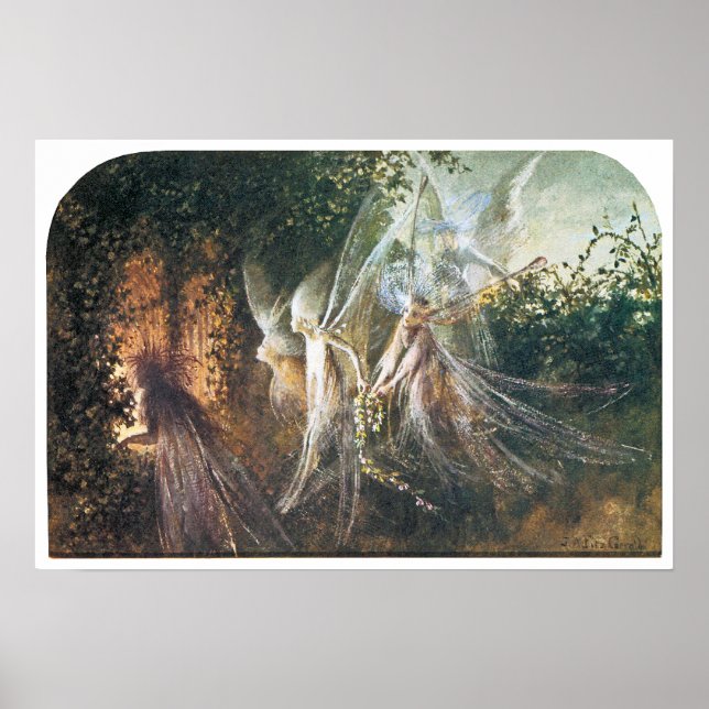 Fairies, die durch einen gotischen Bogen schauen Poster (Vorne)