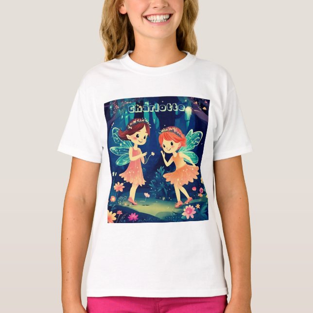 Fairies, die im bezauberten Waldnamen spielen T-Shirt (Vorderseite)