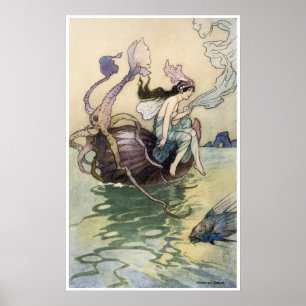 Fairies on Seashore Print von Warwick Goble Poster