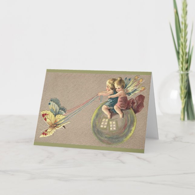 Fairies reiten in einer Blase Karte (Vorderseite)