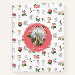 Fairies Rosa Mushroom Fairy Castle Monogram Notizbuch