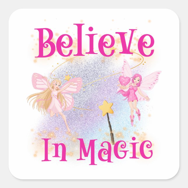 Fairies & Stardust-Aufkleber Quadratischer Aufkleber (Vorderseite)