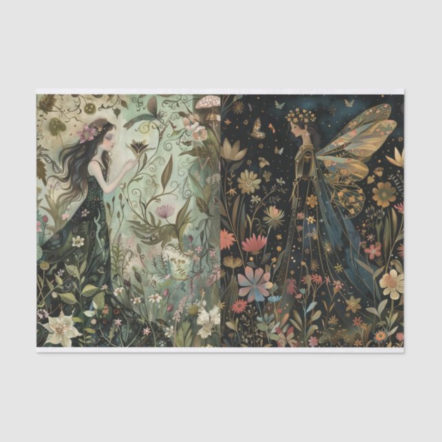 Fairies Tag/Nacht Decoupage Scrapbook Tissue Paper Seidenpapier (Vorderseite)