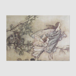 "Fairies Tiff with the Birds" von Arthur Rackham Seidenpapier