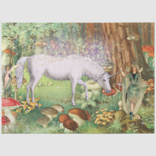 Fairies Verzauberter Wald Woods Unicorn Decoupage Seidenpapier