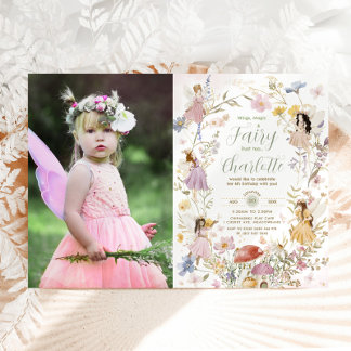Fairies Wildblume Blume Geburtstag Foto Einladung