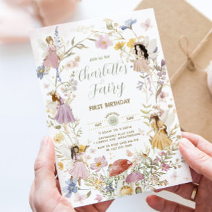 Fairies Wildblume Wiese Blume 1. Geburtstag Einladung