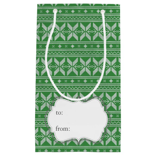 Fairisle Christmas Strick Pattern Kleine Geschenktüte (Vorderseite)