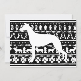 Fairisle Sighthound Weihnachts Linocut Karte
