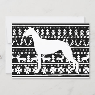 Fairisle Sighthound Weihnachts Linocut Karte