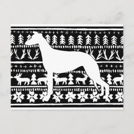 Fairisle Sighthound Weihnachts Linocut Postkarte