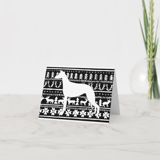 Fairisle Sighthouse Weihnachten Linocut Karte (Vorderseite)