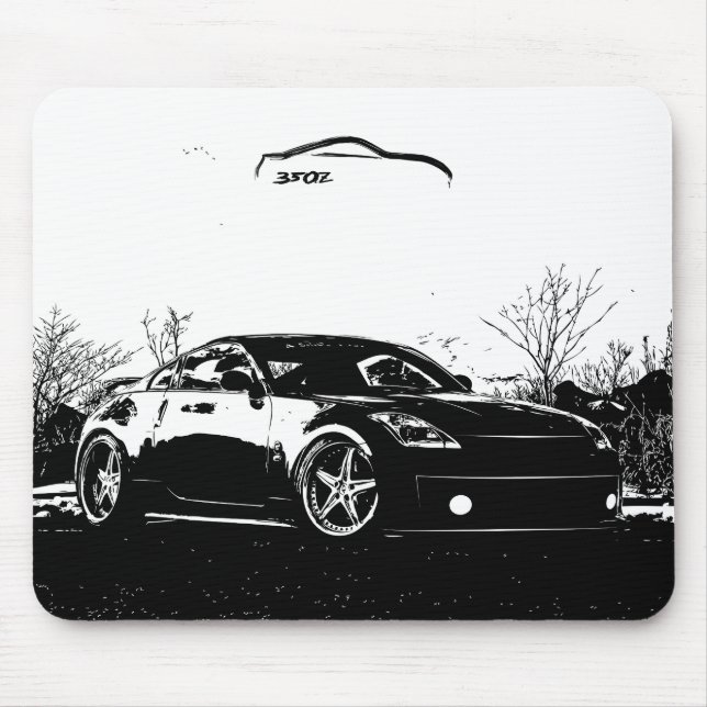 Fairlady 350Z mit schwarzem Bürsten-Anschlag Mousepad (Vorne)