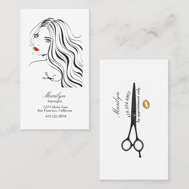 Fairstylist Silhouette Business Card Visitenkarte (Vorne/Hinten)