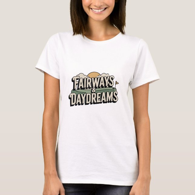 Fairways And Daydreams Retro Landscape Art T-Shirt (Vorderseite)