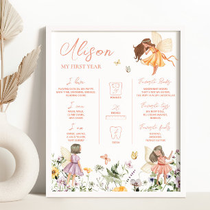 Fairy 1. Geburtstag Meilenstein-Zeichen Poster