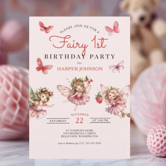 Fairy 1. Geburtstag Party Einladung