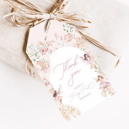 Fairy 1. Pink Floral Girls Geburtstag Geschenkanhänger