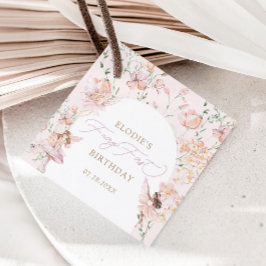 Fairy 1. Pink Floral Girls Geburtstag Geschenkanhänger