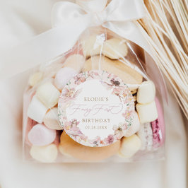 Fairy 1. Pink Floral Girls Geburtstag Runder Aufkleber