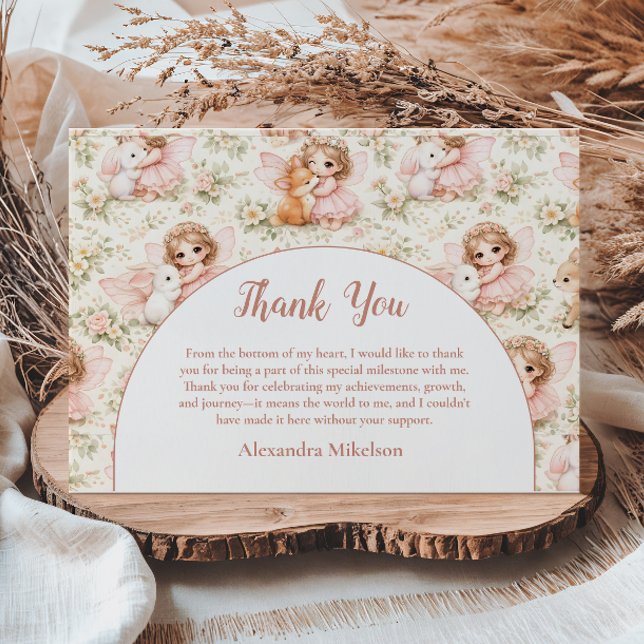 Fairy 1st Birthday Enchanted Garden Dankeskarte (Von Creator hochgeladen)