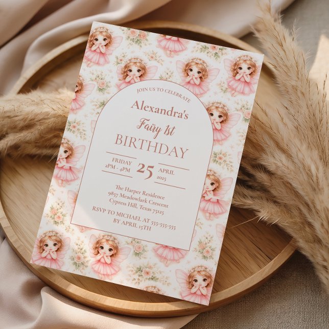 Fairy 1st Birthday Pink Garden Einladung (Von Creator hochgeladen)