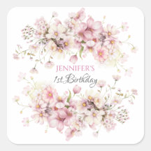 Fairy 1st Girls Pink Birthday Sticker