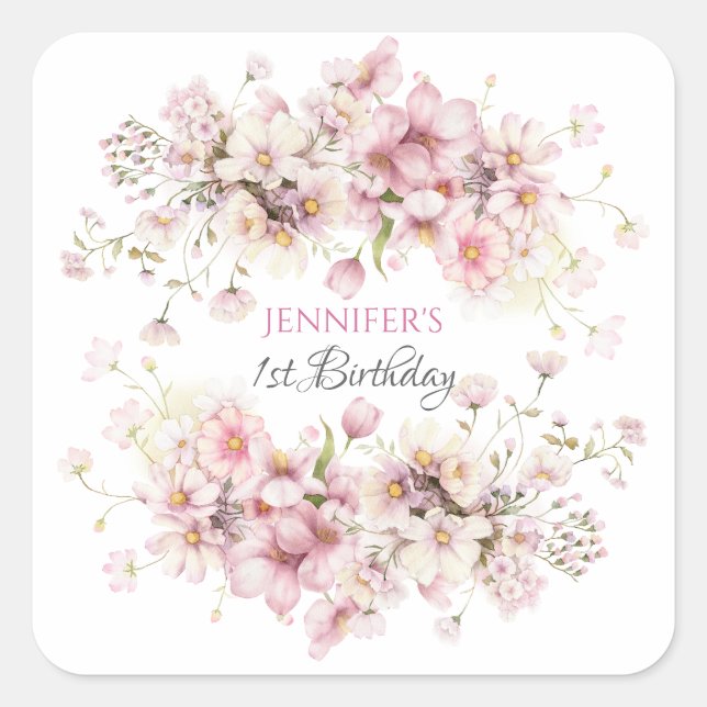 Fairy 1st Girls Pink Birthday Sticker (Vorderseite)